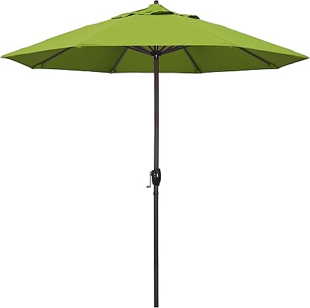 Amazon Com California Umbrella 9 Round Aluminum Market Umbrella Crank Lift Auto Tilt Bronze Pole Kiwi Olefin Patio Umbrellas Garden Outdoor