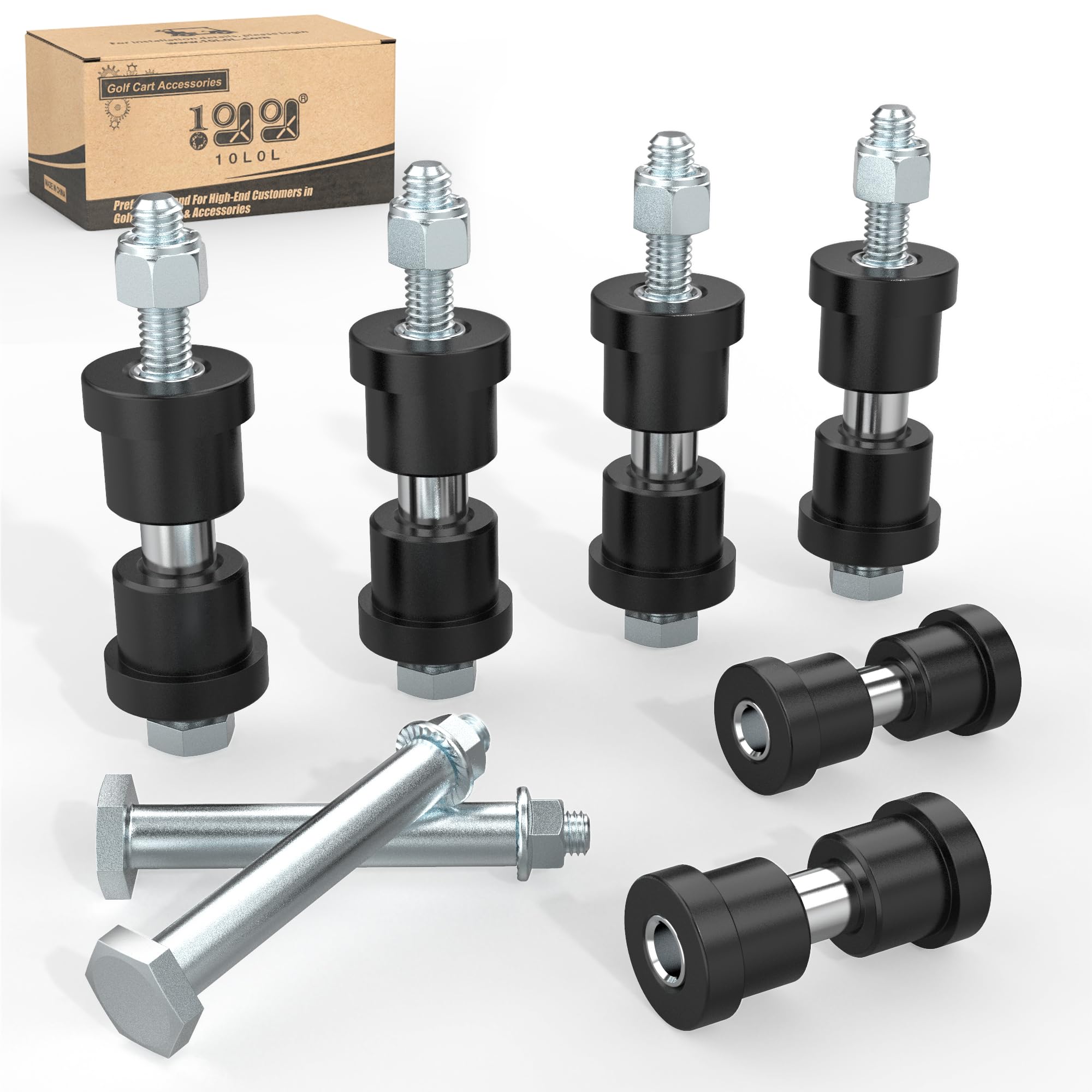 Photo 1 of 10L0L Golf Cart Spring Bushing Kit with Screw Nut-Rear Leaf Springs Shackles Bushing Sleeve for EZGO TXT/Medalist (1994-up) & Club Car DS (1981-up), Replaces Parts 70289-G02 70291-G01 14158-G1