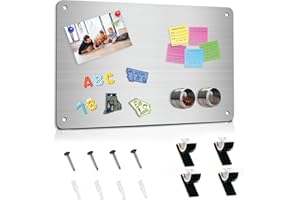 BECLUMAS Magnetic Board 17.5" x 11.4" Magnet Bulletin Board is Suitable for displaying Notes, Photos,Magnetic Letters,Suitable for Walls, refrigerators, cabinets, etc (Silver)
