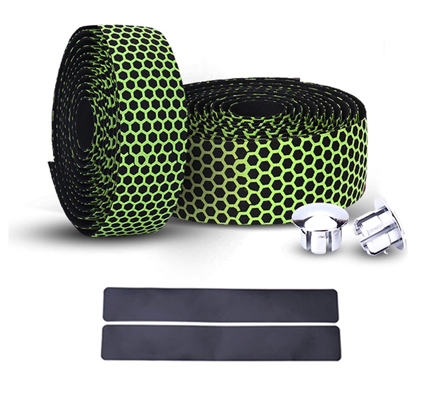 PLATT Road Bike Handlebar Tapes Bicycle Bar Tape Superior Breathable Hexagon Non-Slip Bike Handlebar Tape Bike with Bar End Plugs,Green (2PCS Per Set)