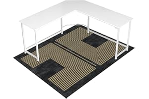 LREEDY Office Chair Mat for Hardwood Floor & Tile Floor,48"X 60" Heavy Duty Desk Chair Mat for Hard Floors, Under Desk Rug for Rolling Computer Chair,Anti Slip,Low Pile Carpet Floor Protector-Geo Black