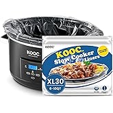 KOOC Slow Cooker Liners 14"x22" 30 Count Extra Large Size Disposable Pot Liners Cooking Bags Fit 6 qt to 10 qt Pot BPA Free Fresh Locking Seal Design