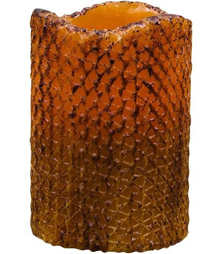 CWI Gifts Burnt Ivory Honeycomb Pillar Candle - Battery Operated With Timer, 4.5x3 Inches