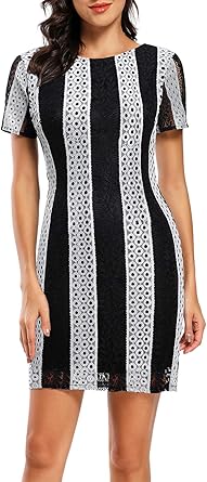 lace stripe cocktail dress