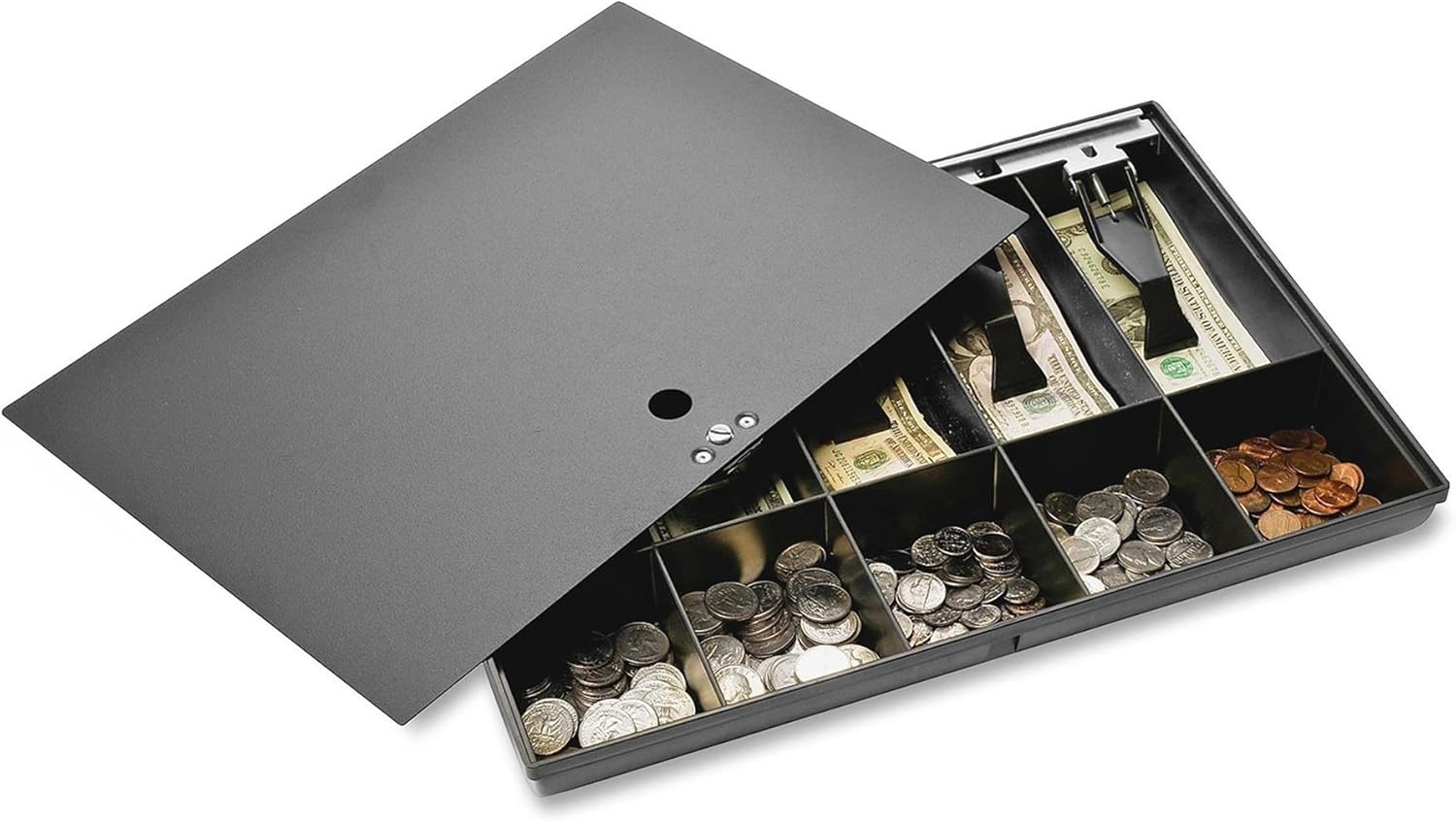 Sparco Money Tray, with Locking Cover, 16 x 11 x 2-1/4 Inches, Black (SPR15505)