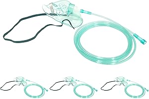 LUISDDI 3 Packs Pediatric Standard Oxygen Mask with 6.6' Tubing and Adjustable Elastic Strap Size M