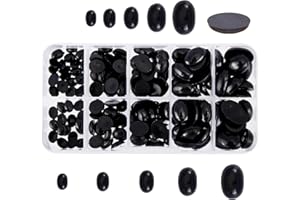 PH PandaHall 180pcs 5 Sizes Nose Eyes Cabochons Eyes Half Round Plastic Oval Nose 8-18mm Animal Craft Nose Eyes Flatback Anim