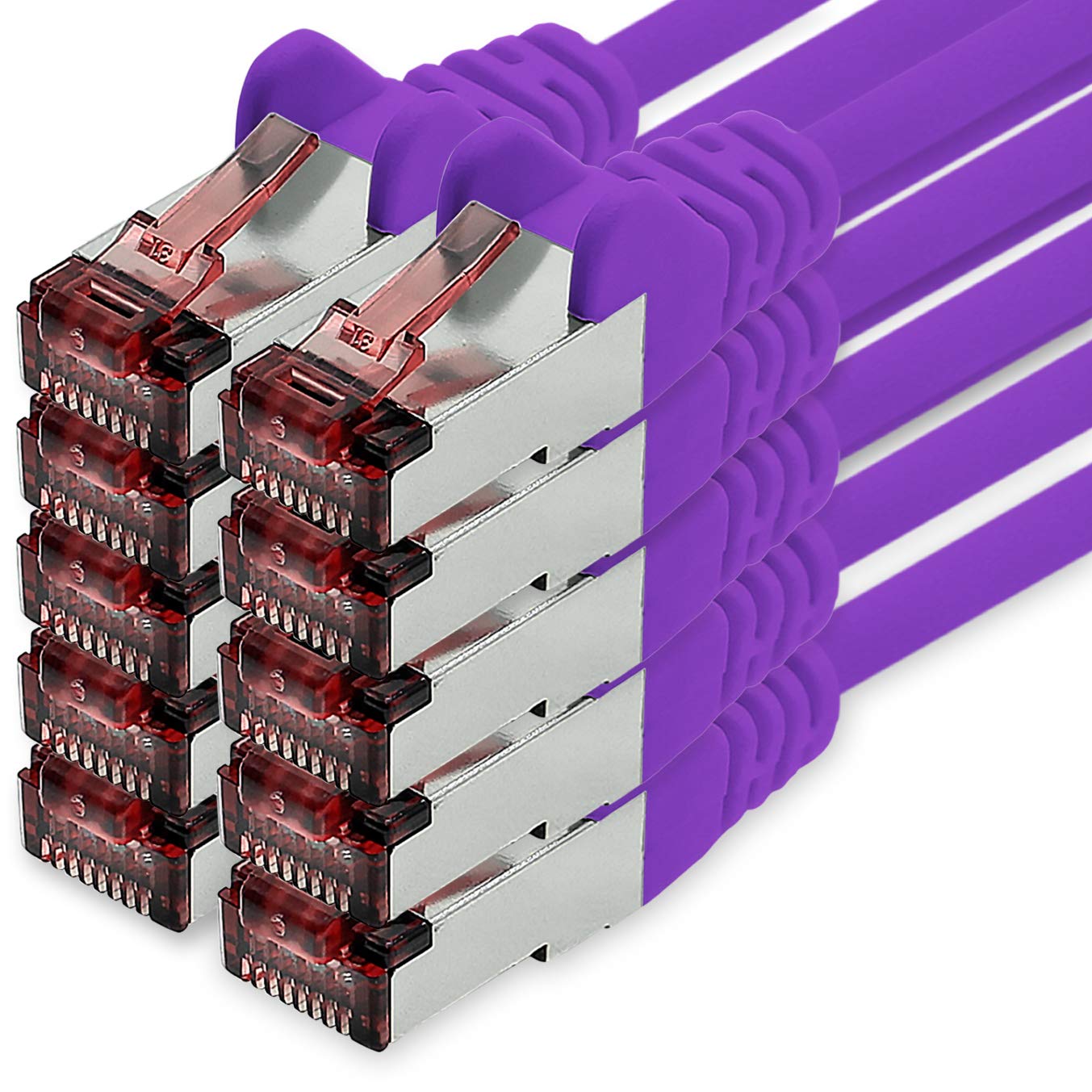 freiwerk Network cable Cat.6 1m purple - 10 x Ethernet cable Lankabel Cat6 Lan network cable Sftp Pimf patch cable 1000 Mbit s