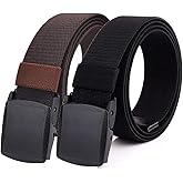 HOANAN 2-Pack Elastic Stretch Belt, Men’s All Size No Metal Nylon Tactical Hiking Belt
