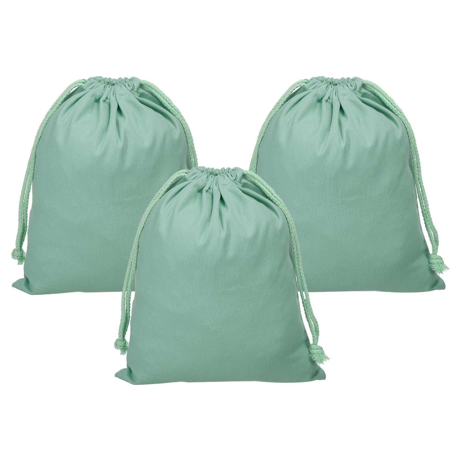 PATIKIL Reusable Drawstring Bags, 10x12.6 Inch 3 Pack Multipurpose Cotton Dust Bags, Luggage Organizer, Travel Essentials Storage Pouch, Pale Green