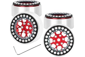 RCYouHott RC Aluminum 1.3" Beadlock Wheel Rims for SCX24 TRX4M 1/24 1/18 RC Crawler Car,1.3 Beadlock Rims/Wheel Rims Set, Red