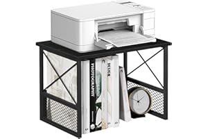 VYUOL Printer Stand for Desk, Desktop Printer Stand Shelf Organzier for Home Offic, for Above and Under Desk, Fax Machine Copier Scanner, Black