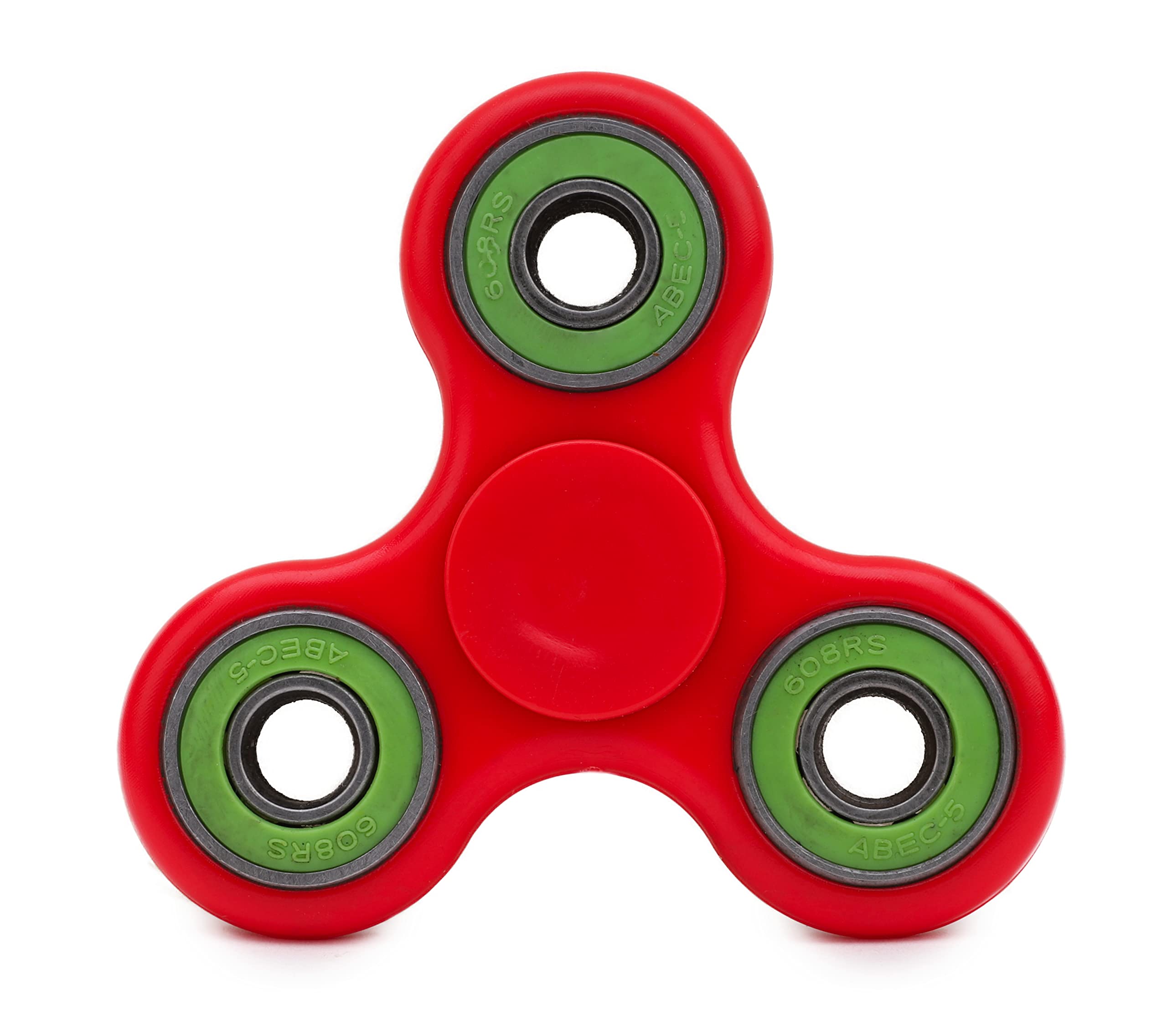 Toyland® Fidget Hand Spinner - Stress and Anxiety Relief - Assorted Colours (Red & Green Rings)