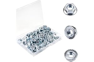 GPJYYDS 50 Pack 5/16-18 Serrated Flange Hex Nuts, 5/16"-18 Hexagon Flange Nuts, 304 Stainless Steel, UNC Nuts Fasteners, Locknuts Replacement SAE Nut for Lawn Mower Deck Assembly Rebuild