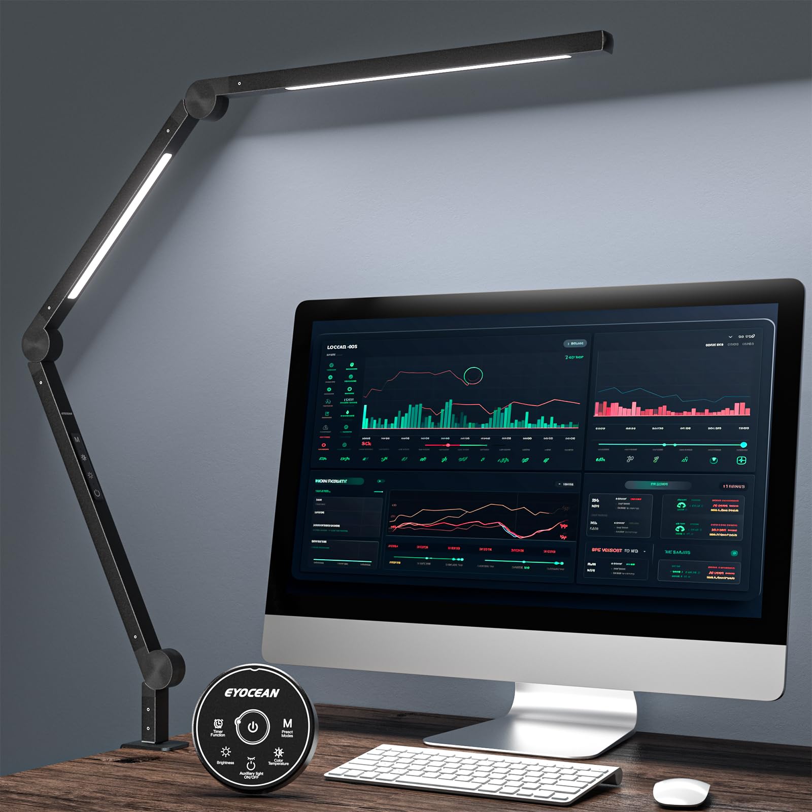 EYOCEAN Desk Lamp LED Desk Light with Clamp Eye-Care Desk Lamp for Home Office Dimmable High Brightness&Color Mode Swing Arm Lamp, Desk Light with Remote Controller 12W Task Lamp Crafting Lighting
