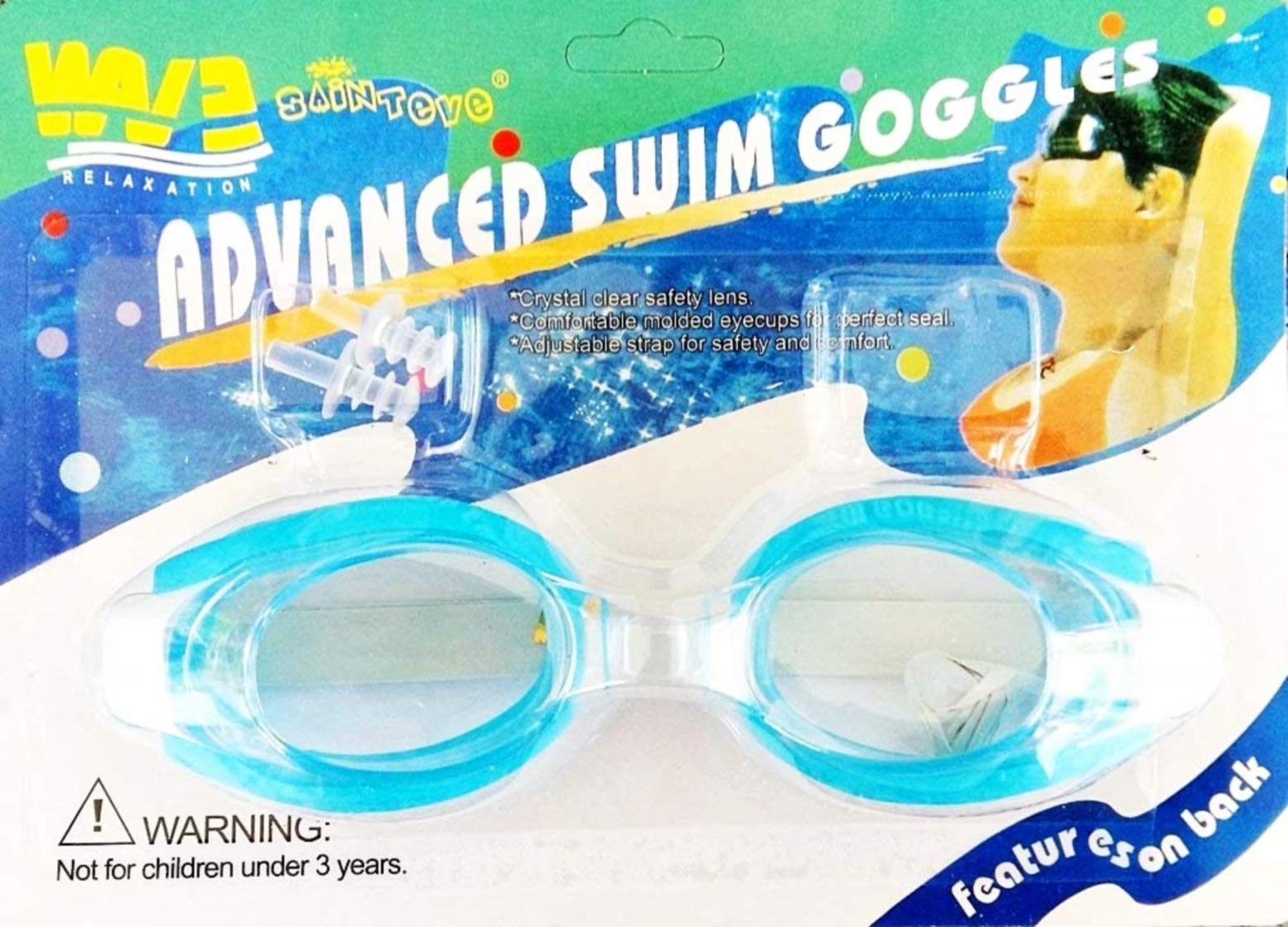 KIRALOVE Pool and sea kit - swimming goggles for children and adults - nose and ear plugs - blue - spring - autumn - winter - summer