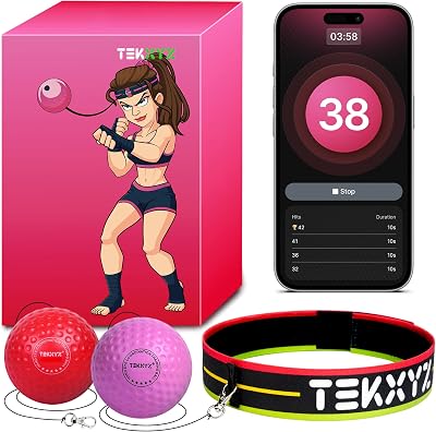 TEKXYZ Reflex Ball with Counter App & Headband – 2 Difficulty Levels