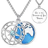 Eusense Compass Necklace for Women Men Sterling Silver 925 Compass Pendant Compass Jewelry Necklaces Gifts for Graduation Birthday Anniversary Valentine Wedding