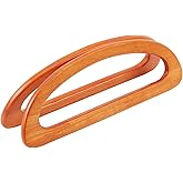 WADORN 2pcs Wooden D Shape Handbag Handles for Making, Replacement Wood Purse Handle DIY Handmade for Crochet, Straw, Beach Bags, 9.33.4 Inch, Brown
