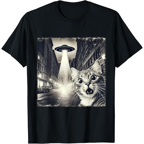 Selfie de gato con OVNI en Sudadera con capucha unisex