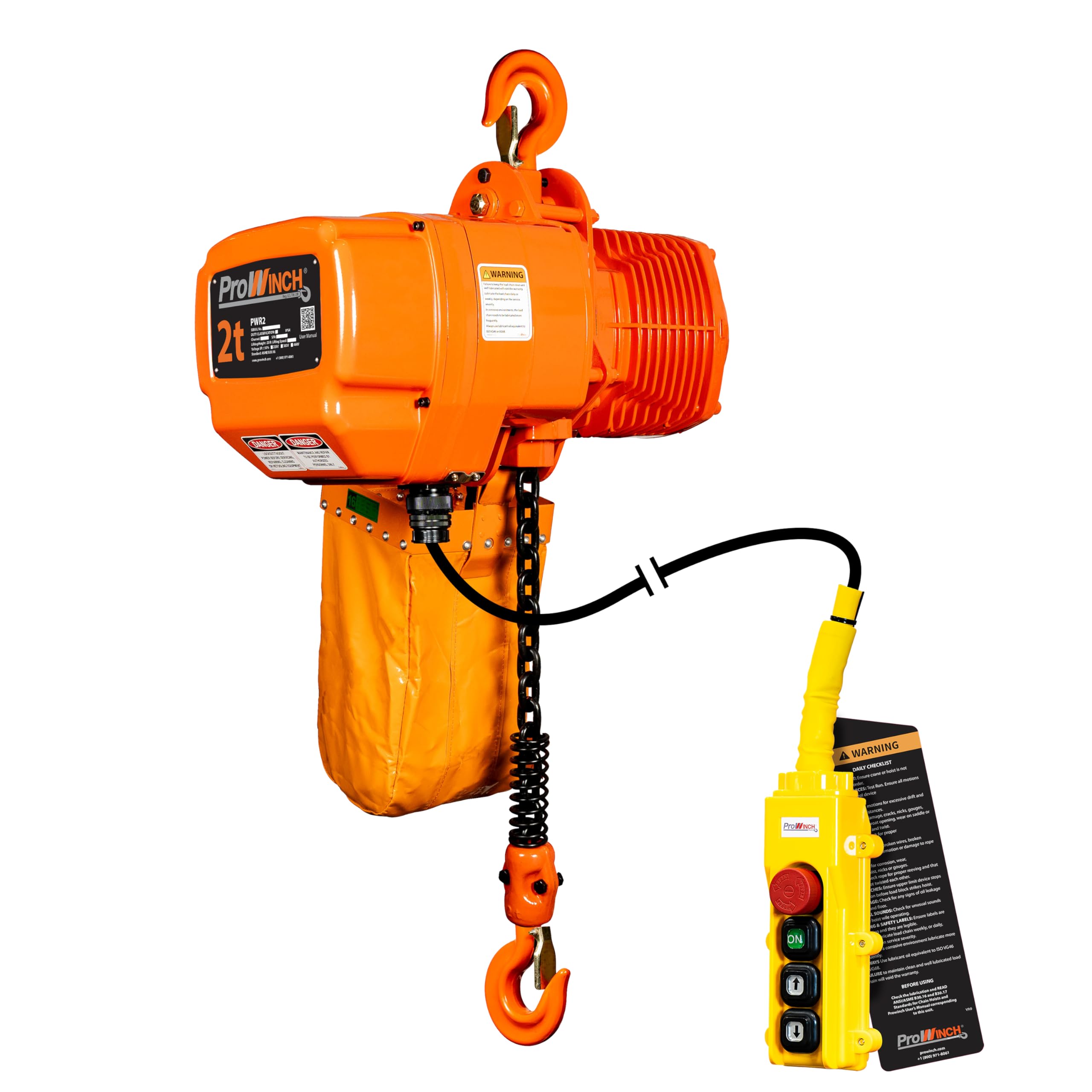 Photo 1 of Prowinch 4400 lbs 2 Ton Electric Chain Hoist 3 Phase 220V-60HZ 3000 WATT 3 PHASE LIFTING CAPACITY 4400 LBS Heavy-Duty Lifting for Warehouse, Garage, Construction & Industrial Use