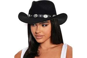 IZUS Western Outback Felt Cowboy Hat for Women Cowgirls Fedora Gus Hat Rodeo 22"-22.75" fit for M/L