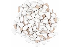 Youway Style White Mosaic Tiles for Crafts Bulk,200g Broken Tiles Pieces for Mosaic Craft Supplies, Ideal for Mosaic Craft Projects and Mosaic Outdoor Decor(White)