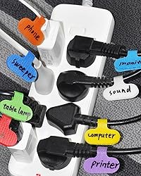 32 Pcs Cable Labels, Multi-Color Write On Cord