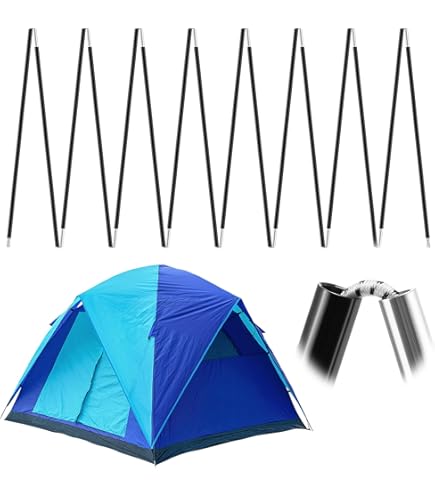 StanSport Pali Per Tenda In Fibra Di Vetro Con Cordino Elastico - Ricambio Per Modelli 722-200 E 723-200, Sezioni Da 30,5 Cm, Colore Grigio/Nero, 470 Cm - 2