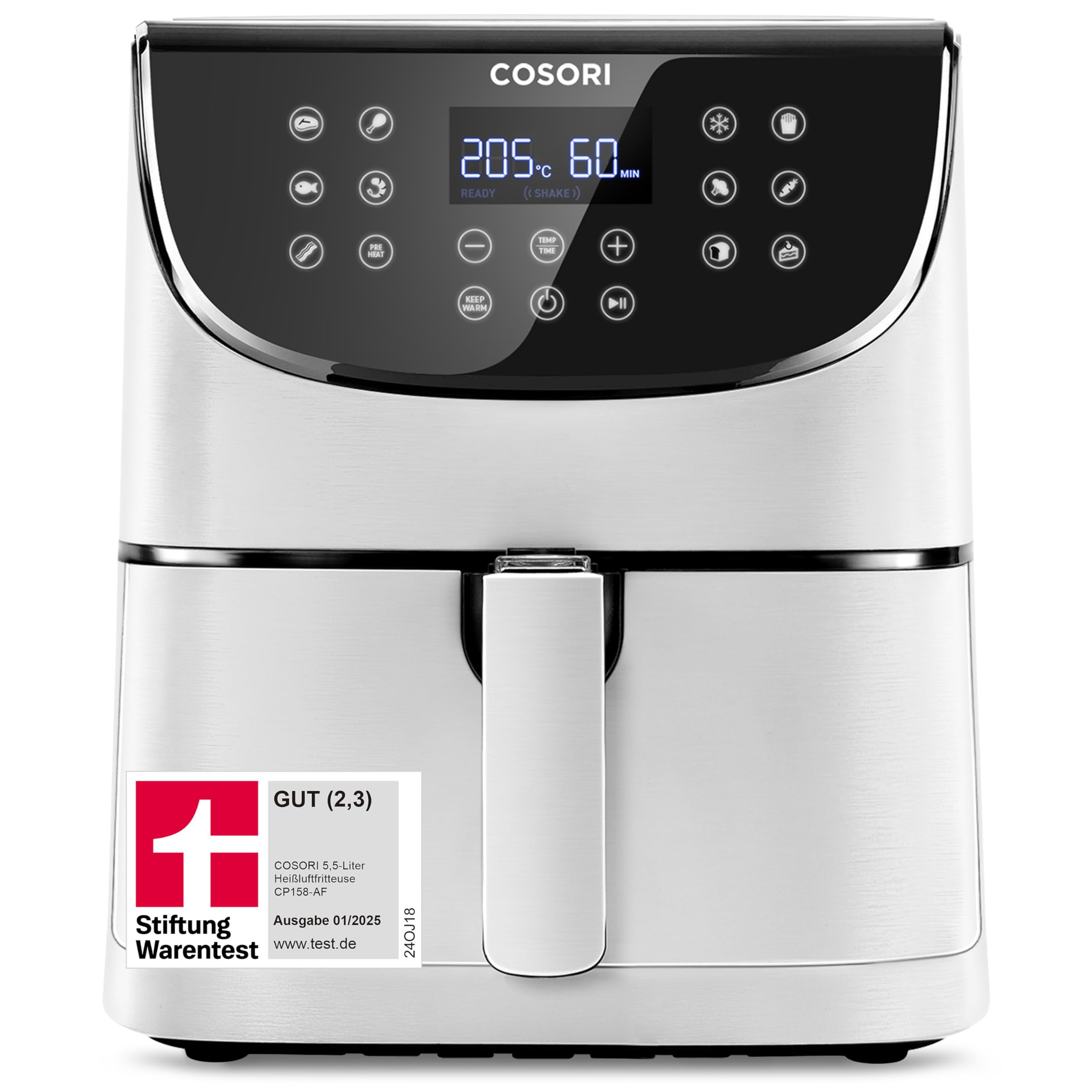 COSORI Heißluftfritteuse, Airfryer Testsieger 2024, 11-in-1 Air Fryer 5,5L, Heissluftfritteuse mit Shake-Reminder, 97,3 Prozent ölsparend, 67,5 Prozent energiesparend, spülmaschinenfest Körbe, Weiß