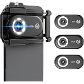 MIAO LAB 100X/150X/200X Phone Microscope Lens, Phone Camera Micro Lens with Universal Clip/LED Light/CPL, Mini Pocket Microscope Attachment for Most Smartphone 3-in-1 Phone Microscope Lens Kit