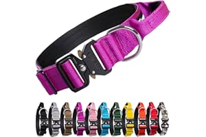 TSPRO Premium Dog Collar with Handle Thick Dog Collar Adjustable Dog Collar Heavy Duty Quick-Release Metal Buckle Dog Collar for Small or Medium to Extra Large Dogs (L- Purple)