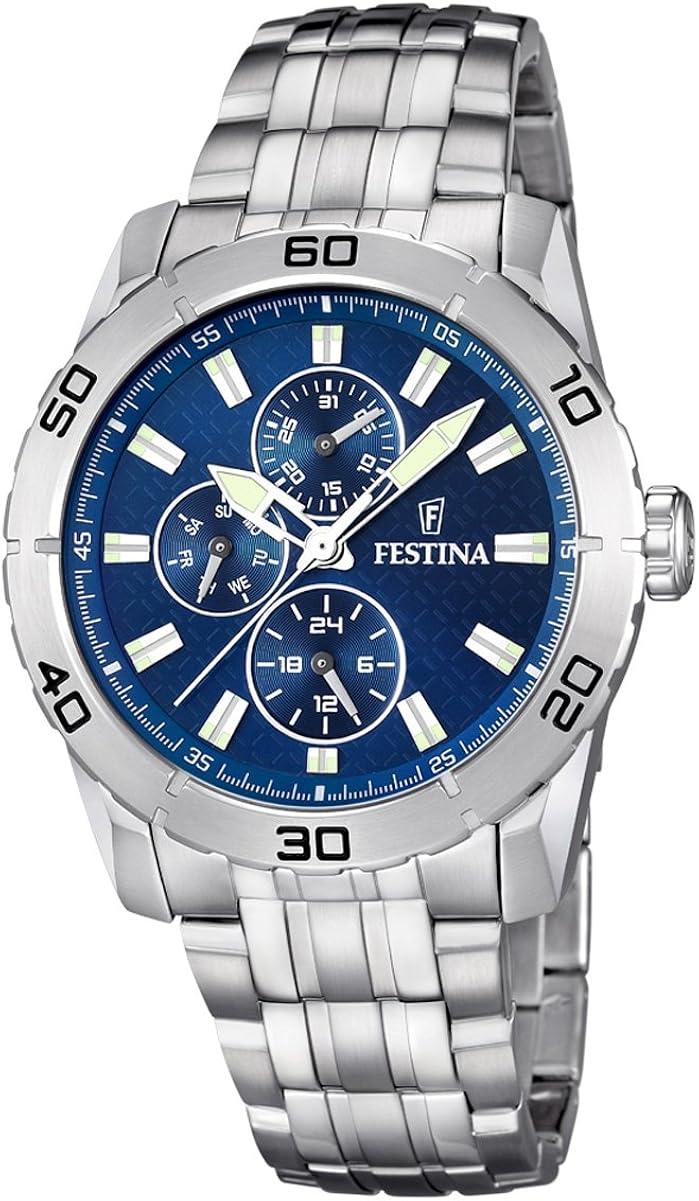 Festina Men's Crono F16606/2 Silver StainlessSteel Analog Quartz Watch