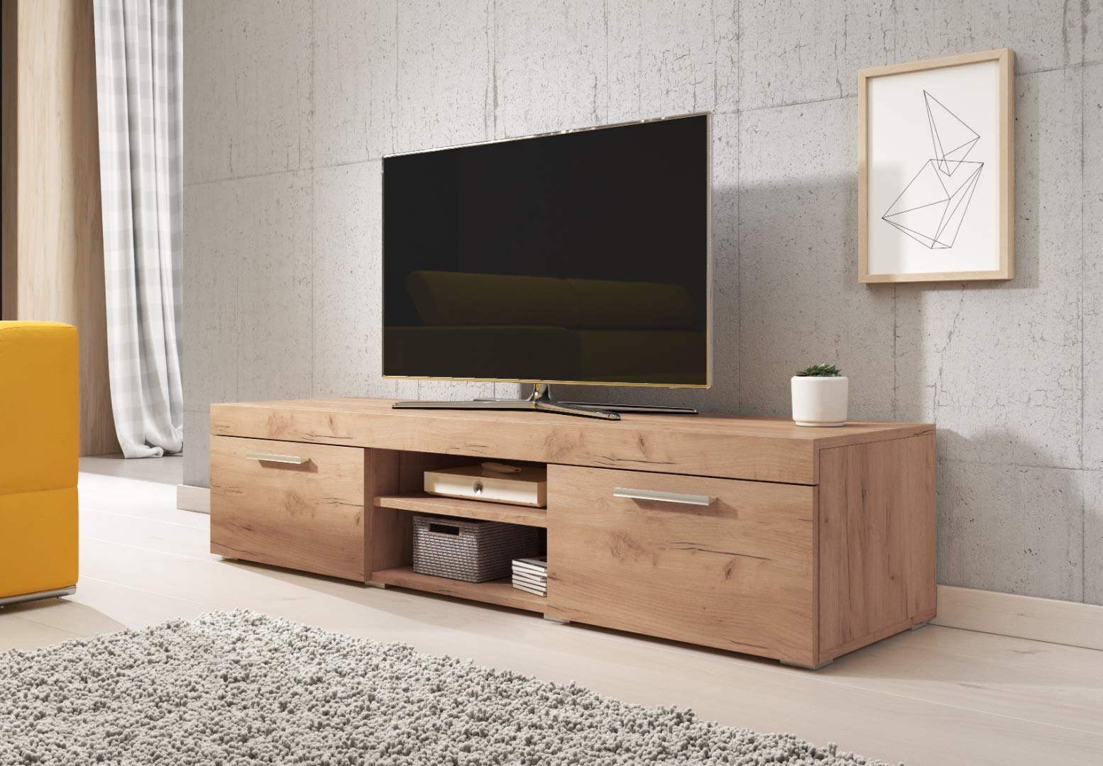 TV Unit Stand Sideboard"PARIS" 140 cm Oak Gold Buy Online in United Arab