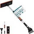 BIRDROCK HOME 36" Extendable Snow Pusher Brush & Detachable Ice Scraper for Cars | Aluminum Grip for Car, Truck, SUV | Safe o