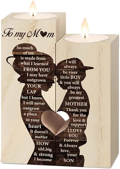 Vetbuosa Heart Shaped Candlestick Set for Mum Birthday Gift