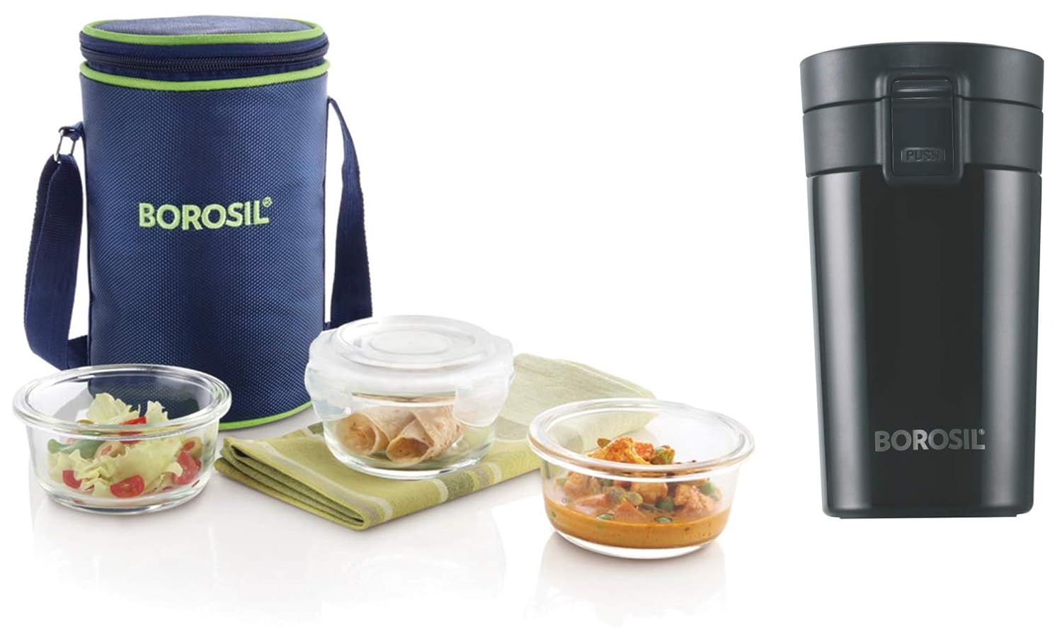 Buy Borosil Glass Lunch Box Set of 3, 240 Safe Office Tiffin & Vacuum