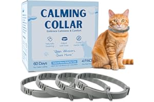 Virine Calming Down Collar for Cats Pheromones Anxiety Relief Calming Collar Cat Relaxer 4 Pack, 60 Days of Calming Each Collar, Adjustable Size for All Cats (Grey)