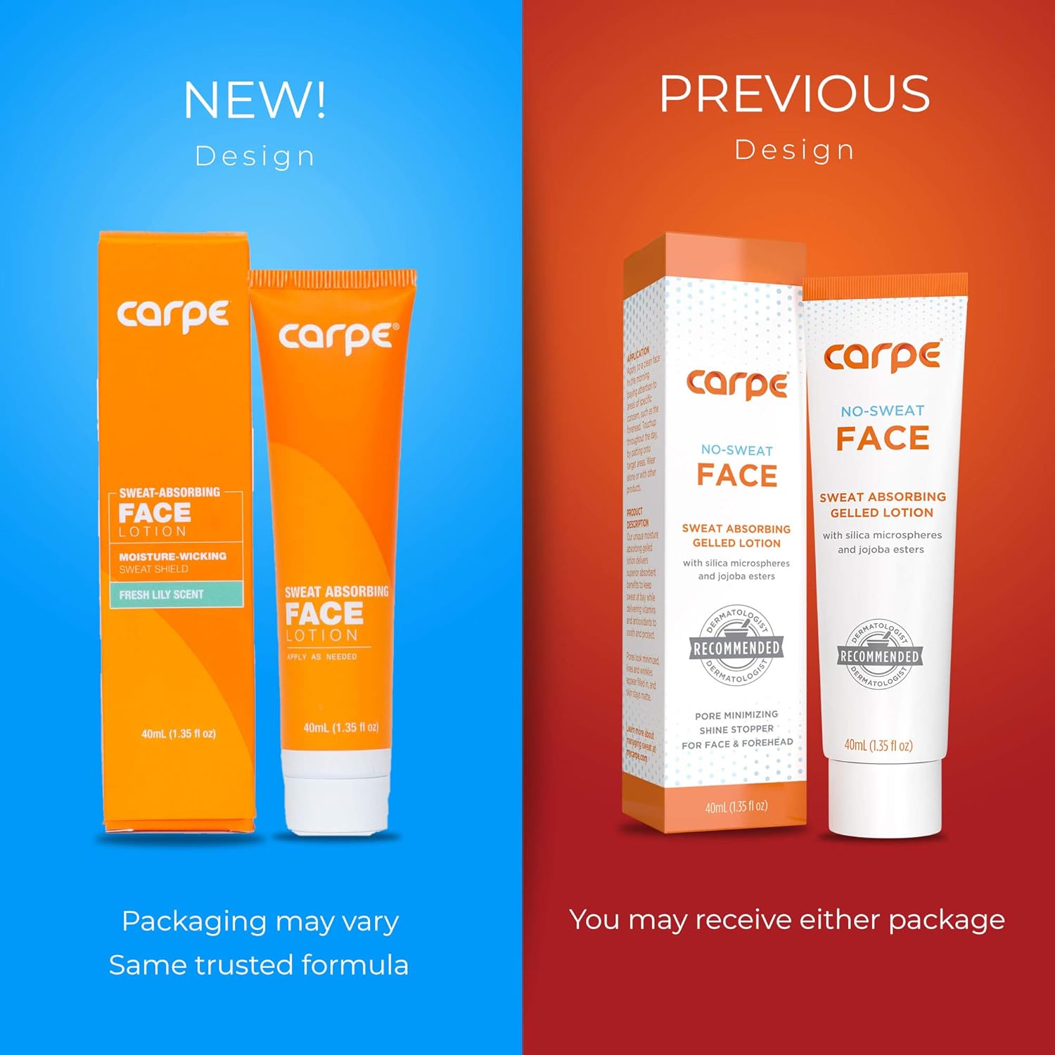 Carpe Sweat Absorbing Face - Helps Keep Your Face, Forehead, and Scalp Dry - Sweat Absorbing Gelled Lotion - Plus Oily Face Control - With Silica Microspheres and Jojoba Esters : Beauty