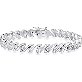 Dazzlingrock Collection 1.15 Carat Round White Diamond Ladies Tennis Bracelet, Sterling Silver
