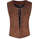 Teyujosem Men's Medieval Pirate Vest lace up Steampunk Renaissance Waistcoat