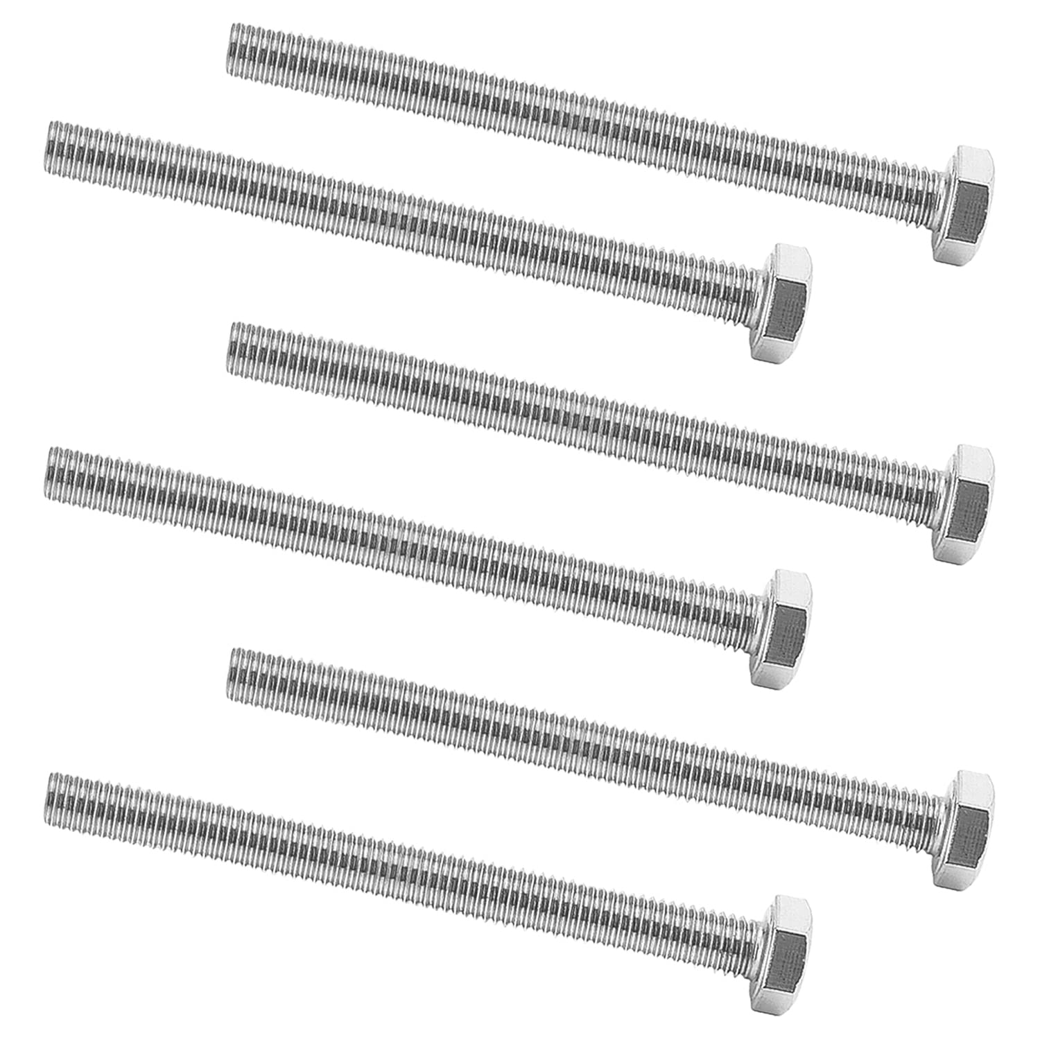 MroMax M8x90 Thread Hex Bolts Stainless Steel 10PCS Hex Screws Bolts Fastener Fully Threaded Metric for Home Machinery Industry Sliver Tone