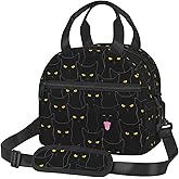 bassyil Black Cat Lunch Box Reusable Insulated Totes Lunch Bag Thermal Cooler Adjustable Shoulder Strap Bag For Men Women