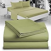 Twin XL 100% Microfiber Double Brushed Sheet Set - Extra-Soft & Wrinkle-Free - 15" Deep Pockets, 39" x 80" - Ideal for Dorms, Hospitals & Split King Beds - 3 PC Set (Twin XL, Sage Green)