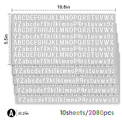 2080 Pcs Alphabet Stickers 0.5 Inch White Letters