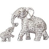 Vintage Silver Elephant Statue.Elephant Figurines Inspiring Good Luck,Health.Unique Elephant Gifts for Women,Moms.Elephant Ho
