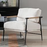 HEAH-YO Modern Accent Chair Set of 1, Upholstered Chenille Fabric Living Room Chair with Backrest, Comfy Armchair Side Chair