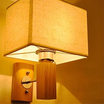 Moderne Lumiere Retro Creative Art Deco Lampe Murale Pour Salon Chambre A Coucher Couloir Cour Hotel Chevet Lampe De Chevet En Bois Massif Led Lampe De Mur En Tissu Salon Chambre Allee 280x200x200mm