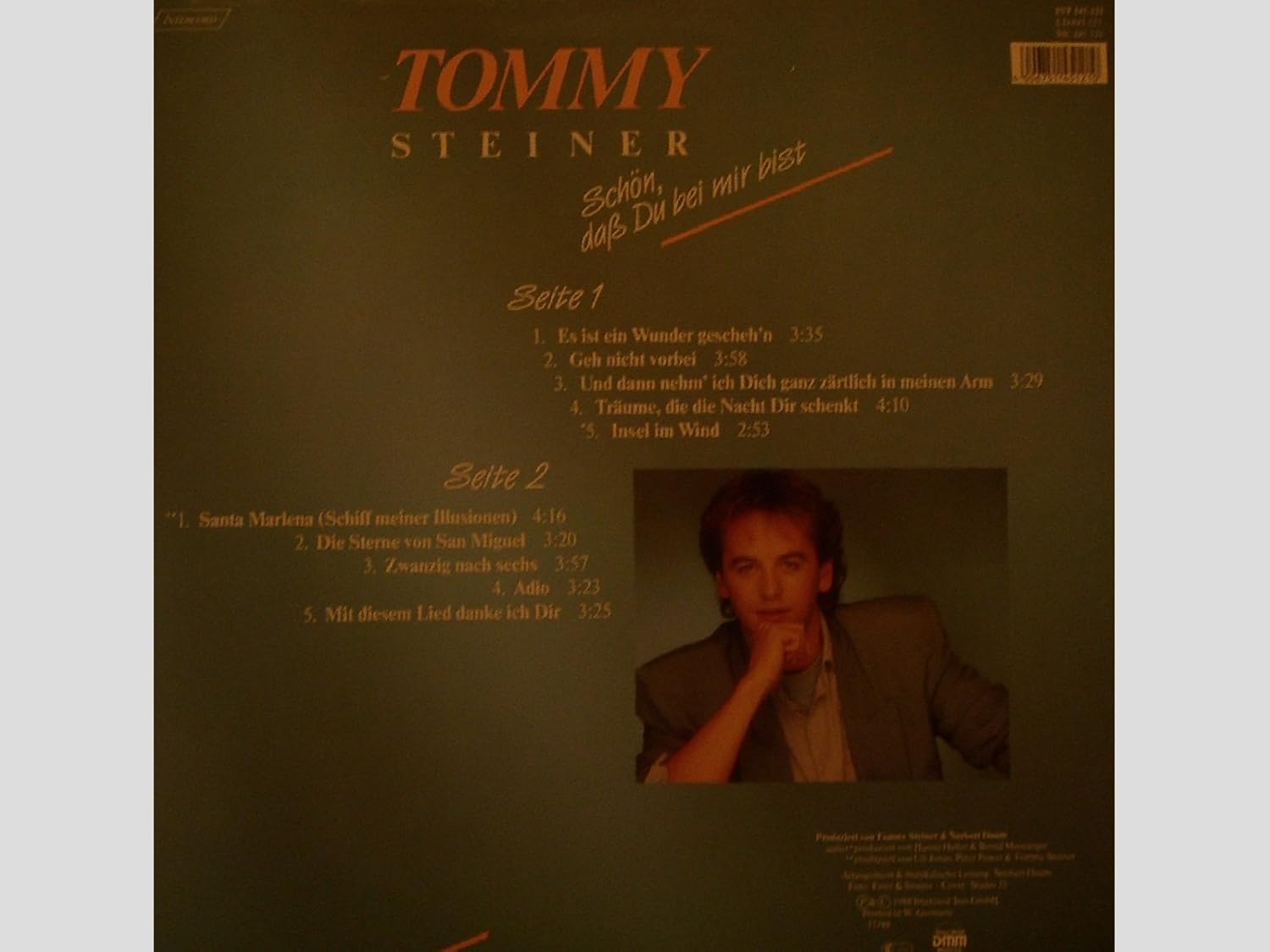 Tommy Steiner Schön Dass Du Bei Mir Bist 1988 Vinyl Lp