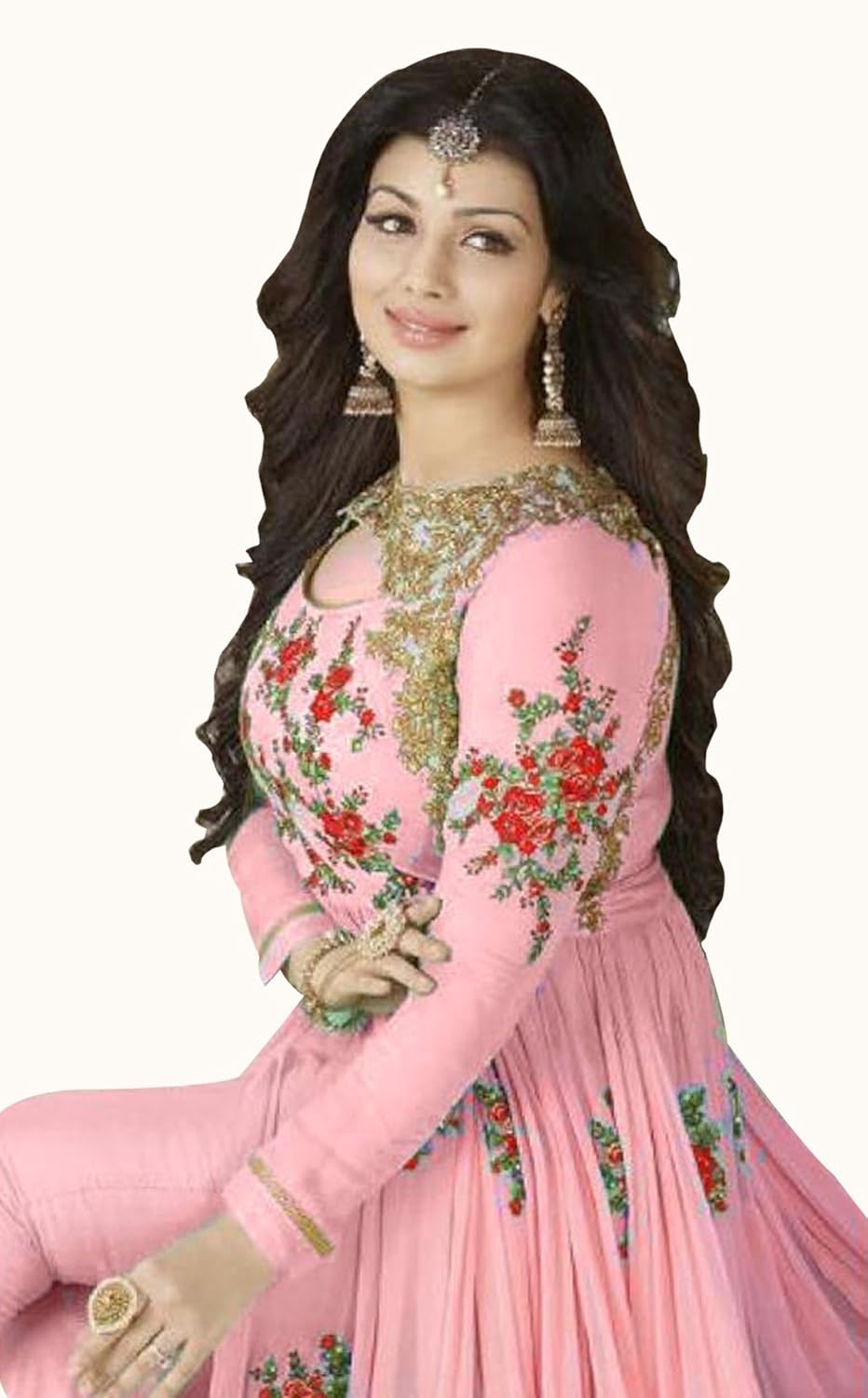 sukhvilas new designer pink embroidery georgette semistitched anarkali salwar suit